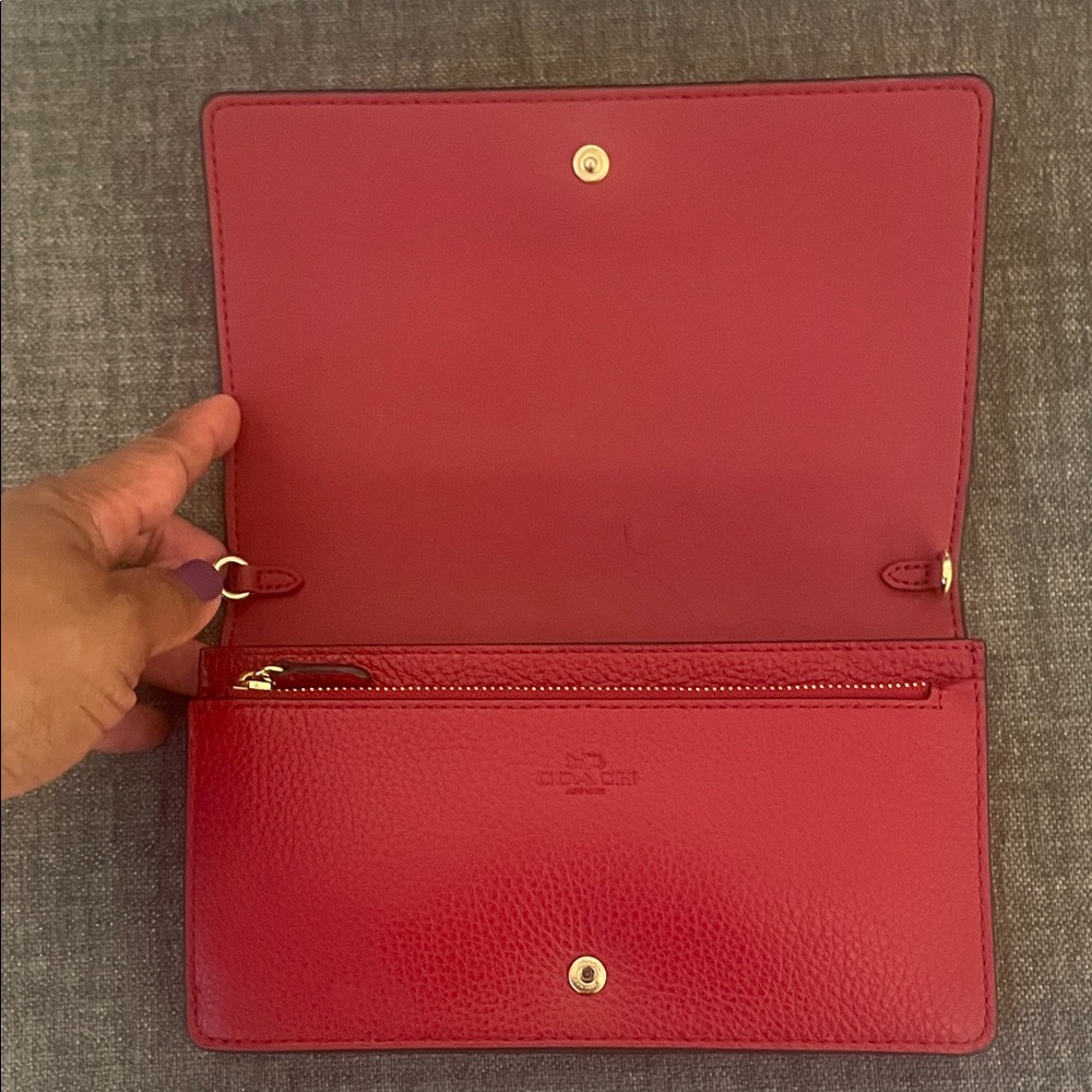 Coach Anna Red Pebble Leather Crossbody - Picture 5 of 15